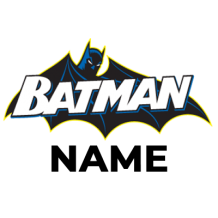 Cute Batman logo featuring a chibi-style character, perfect for baby products like bodysuits and pacifiers.\n\nCaption