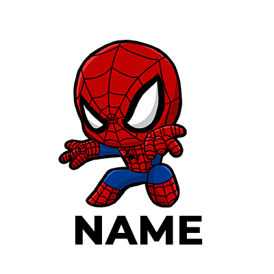 A cartoon-style Spiderman character designed for kids, perfect for baby products like clothes and accessories.\n\nCapt