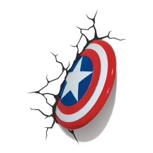 Captain America\'s shield breaking through the wall, perfect for themed baby nursery decor.\n\nCaption: This Captain A