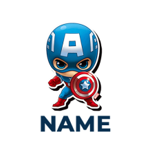 Red target Captain America design featured on baby products for stylish and superhero-themed infants.\n\nCaption: Disc