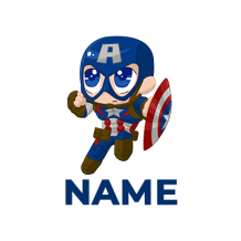 Captain America kids pattern-1 design featuring a playful superhero figure, ideal for baby products.\n\nCaption: Captu