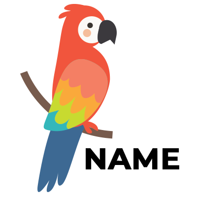 Colorful parrot illustration perfect for baby products like pacifiers and bibs. \n\nCaption: Brighten your baby\'s day