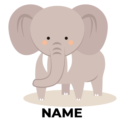 Cute elephant illustration, perfect for baby products like pacifiers and bodysuits.\n\nCaption: Adorable elephant desi