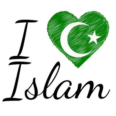 A colorful graphic featuring the text \"I love Islam\" with a heart and crescent symbol, suitable for baby products.\n