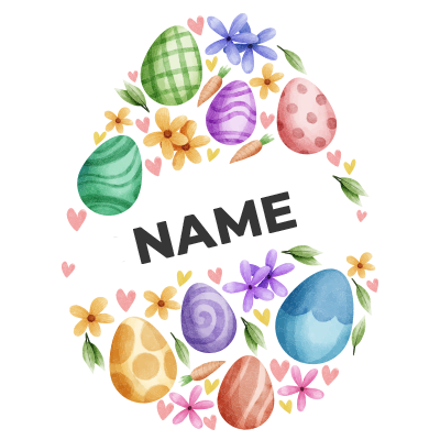 Colorful Easter Egg model-1 surrounded by floral decorations, perfect for celebrating spring with your baby.\n\nCaptio