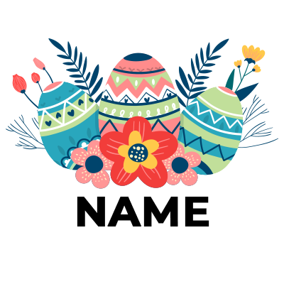 Colorful Easter Egg model-5 design featuring decorative eggs and flowers, perfect for baby-themed products.\n\nCaption