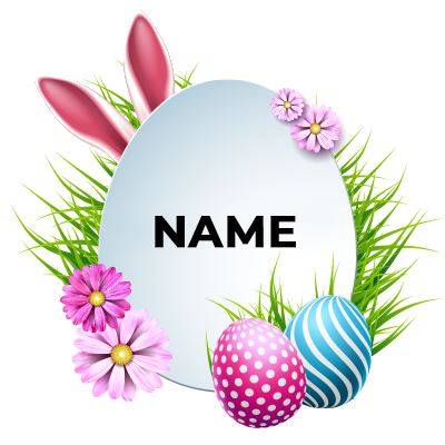 Easter Egg version-9 design with colorful eggs, flowers, and bunny ears, ideal for baby-themed celebrations.\n\nCaptio