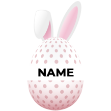 Cute Easter Egg edition-18 featuring pink polka dots and bunny ears, perfect for baby items.\n\nCaption: Celebrate Eas