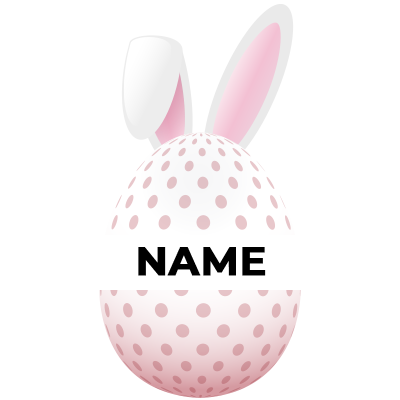 Cute Easter Egg edition-18 featuring pink polka dots and bunny ears, perfect for baby items.\n\nCaption: Celebrate Eas