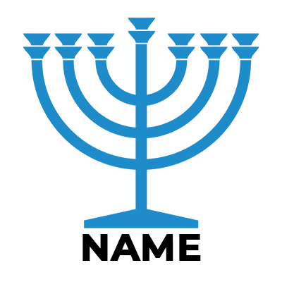 Blue Menorah design suitable for baby items.\n\nCaption: Celebrate your little one\'s heritage with this charming Meno