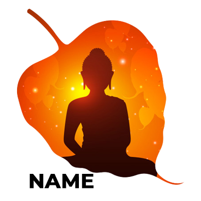 Peaceful Buddha silhouette in an orange leaf design, ideal for calming baby accessories.\n\nCaption: Discover tranquil