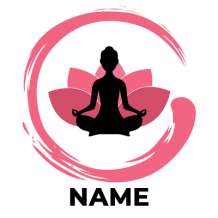A peaceful logo featuring a meditating figure surrounded by pink lotus petals, representing the Buddhism meditation ze