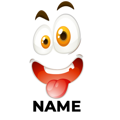 Cartoon monster face design for baby products, featuring large eyes and a playful smile, perfect for pacifiers and acc
