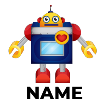 Colorful toy robot with a heart and friendly face, perfect for engaging babies and toddlers.\n\nCaption: Explore fun a