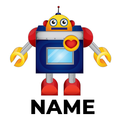 Colorful toy robot with a heart and friendly face, perfect for engaging babies and toddlers.\n\nCaption: Explore fun a