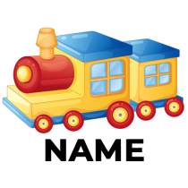 Colorful toy train with red and yellow features, perfect for baby playtime and inspiration.\n\nCaption: Brighten playt