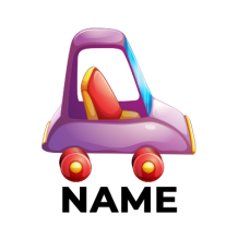 A colorful purple toy car with red wheels and a red seat, designed for babies and toddlers.\n\nCaption: This adorable 