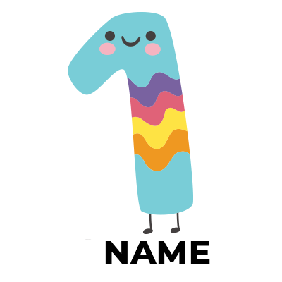Colorful number one character, perfect for a baby\'s birthday celebration.\n\nCaption: Celebrate your little one\'s fi