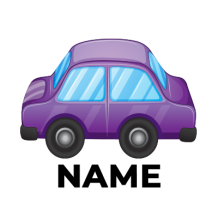 A cute purple toy car with blue windows, designed for babies and toddlers.  \n\nCaption: This adorable purple car is p