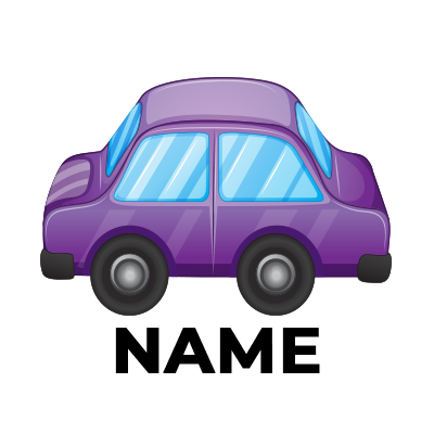 A cute purple toy car with blue windows, designed for babies and toddlers.  \n\nCaption: This adorable purple car is p
