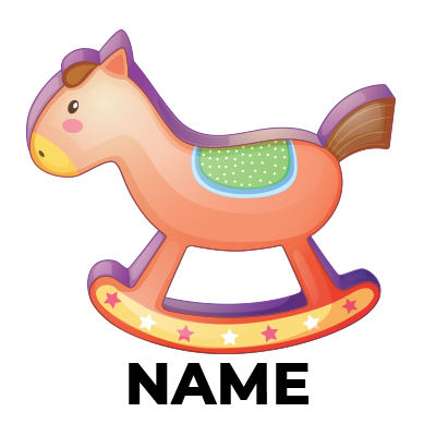 A colorful wooden rocking horse designed for babies, featuring a saddle and a playful design.\n\nCaption: Delight your