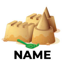 A colorful illustration of a toy sandcastle with a green shovel, perfect for imaginative play.\n\nCaption: Build your 