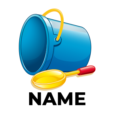 Colorful blue beach bucket with a yellow handle and red shovel, perfect for little ones to enjoy outdoor play.\n\nCapt
