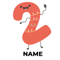 Cute, colorful number 2 character celebrating a second anniversary, perfect for baby items.\n\nCaption: Celebrate your