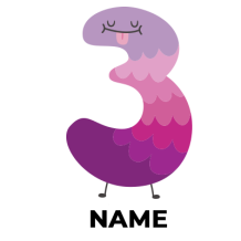 Fun and colorful \"3\" design, perfect for celebrating a baby\'s third anniversary.\n\nCaption: Celebrate your little 