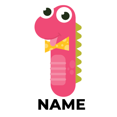 Colorful birthday style number one with a cute dinosaur design, perfect for baby celebrations.\n\nCaption: Celebrate y