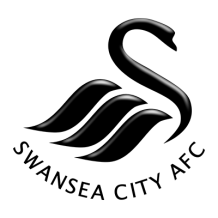 Swansea City Association Football Club logo, suitable for baby products like pacifiers, bibs, and booties.\n\nCaption: