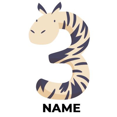 Cute striped zebra number 3 design, perfect for celebrating a baby’s third birthday.\n\nCaption: Celebrate your little