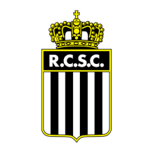 Royal Charleroi Sporting Club logo featuring a crown and black-and-white stripes, suitable for baby items.\n\nCaption: