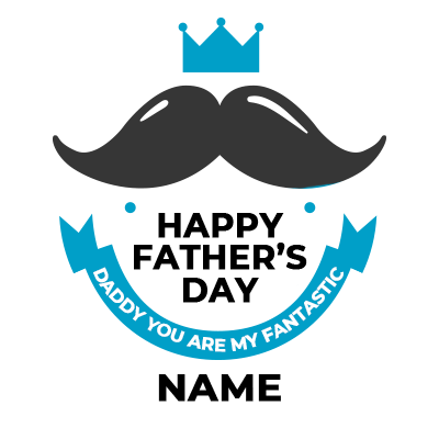 A playful graphic featuring a smiling face with a mustache and crown, celebrating Father\'s Day for boys. \n\nCaption: