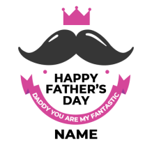 A playful design featuring a smiling mustache with a crown, and text celebrating Father’s Day in Portuguese.\n\nCaptio