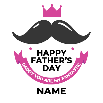 A playful design featuring a smiling mustache with a crown, and text celebrating Father’s Day in Portuguese.\n\nCaptio