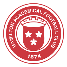 Hamilton Academical Football Club logo, perfect for baby gear like bodysuits, hats, and bibs.\n\nCaption: Dress your l