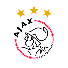 Ajax Amsterdam baby products logo, featuring a stylized image with three stars, perfect for young fans.\n\nCaption: Di