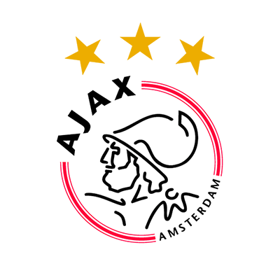 Ajax Amsterdam baby products logo, featuring a stylized image with three stars, perfect for young fans.\n\nCaption: Di