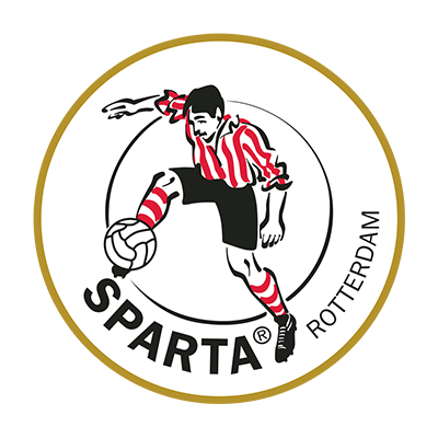Sparta Rotterdam logo featuring a soccer player in red and white stripes, suitable for baby items.\n\nCaption: Explore