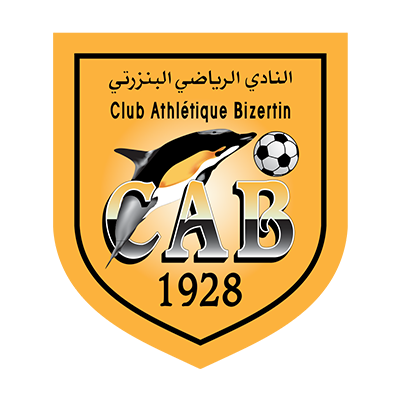 Logo of Club Athlétique Bizertin, featuring a dolphin and soccer ball on a vibrant yellow shield background.\n\nCaptio
