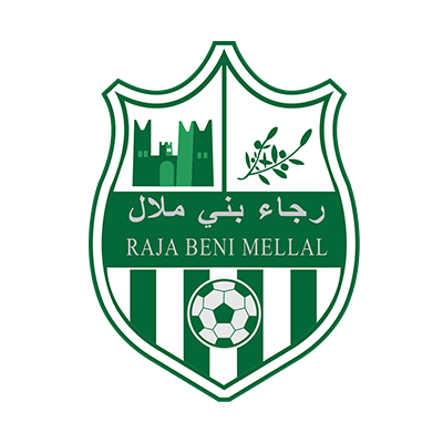 Logo of Raja de Béni Mellal, a baby product brand, featuring a shield design in green and white with a soccer ball mot