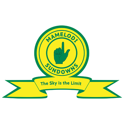 Logo of Mamelodi Sundowns Football Club featuring a hand gesture and the phrase \"The Sky is the Limit.\"\n\nCaption: 