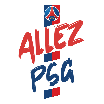 Paris Saint-Germain logo featuring the words \"Allez PSG,\" perfect for baby sports-themed items. \n\nCaption: Celebra