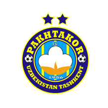 Logo of Pakhtakor Tashkent, featuring a cotton plant, soccer elements, and blue and yellow colors, suitable for baby p