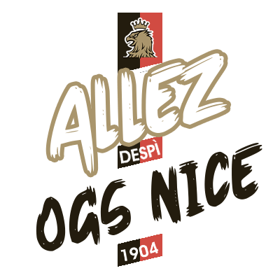Logo of OGC Nice, featuring a lion and the text \"Allez OGS Nice 1904,\" suitable for baby-themed items.\n\nCaption: C