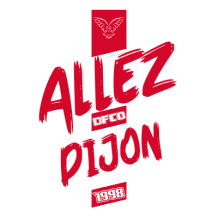 Dijon Football Côte-d\'Or logo in vibrant red, ideal for baby items like bibs and hats. \n\nCaption: Show your support