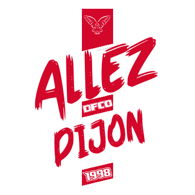 Dijon Football Côte-d\'Or logo in vibrant red, ideal for baby items like bibs and hats. \n\nCaption: Show your support