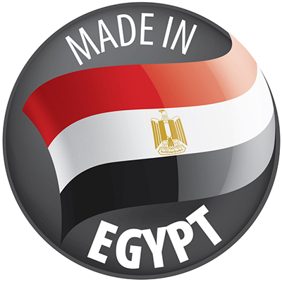 A badge featuring the flag of Egypt, indicating products crafted in Egypt, suitable for baby items.\n\nCaption: Discov
