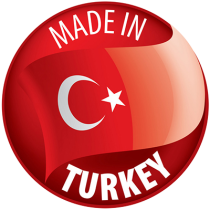 Label showing \"Made in TURKEY\" with a Turkish flag background, emphasizing quality for baby products.\n\nCaption: Di